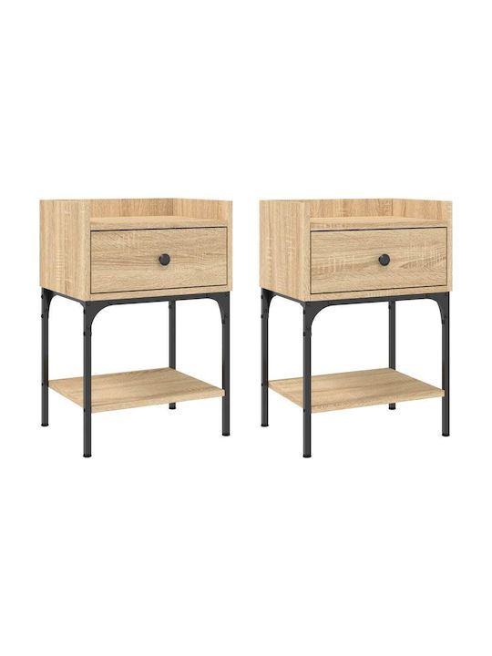 Nachttische Metall Sonoma Oak 2Stück 40.5x31x60cm