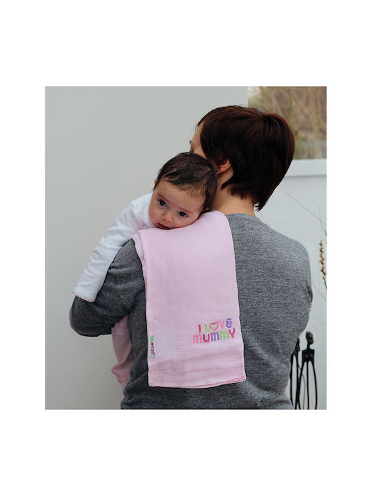Minene Mommy/Daddy Pânze de Înfășat din Muselină Roz 75x75εκ. 3buc