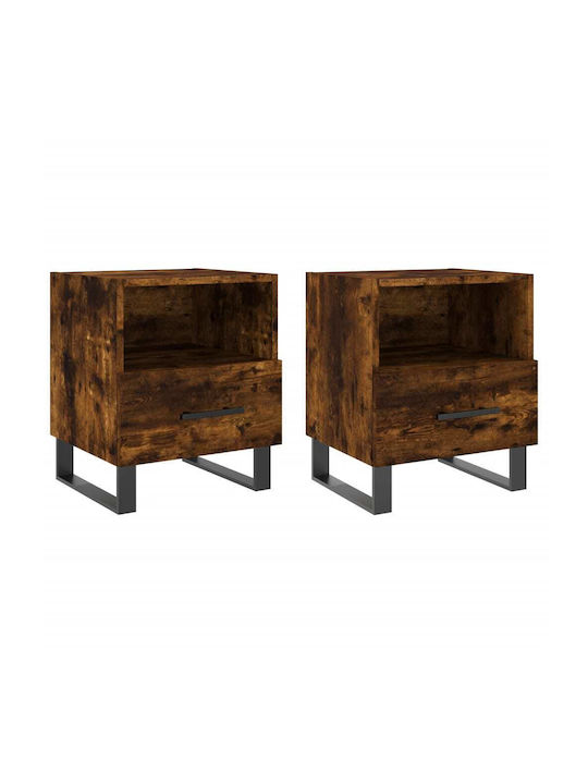 Wooden Bedside Tables 2pcs Καπνιστή Δρυς 40x35x47.5cm