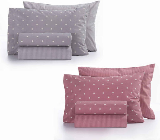 Nef-Nef Homeware Precious Set Kids Duvet Cover Single with Pillowcase Cotton Gray 160x230cm