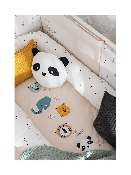 Petit Praia Διακοσμητικό Μαξιλάρι Κούνιας Panda Jungle Λευκό 25x25cm