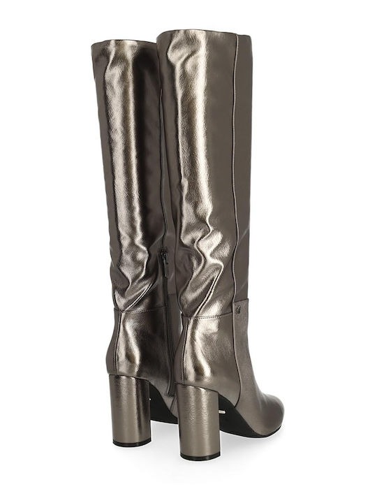 Damenstiefel mit hohem Absatz Silber