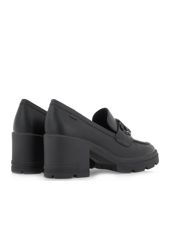 Synthetic Leather Black Heels Melanie