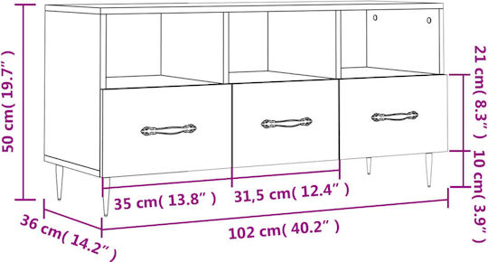 TV-Möbel Hölzernes Smoky Oak L102xB36xH50cm