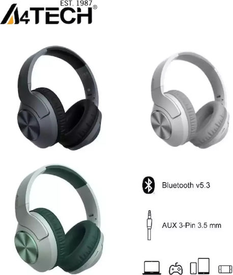 A4Tech BH300 Wireless / Wired Over Ear Headphones with 35 hours of Operation White