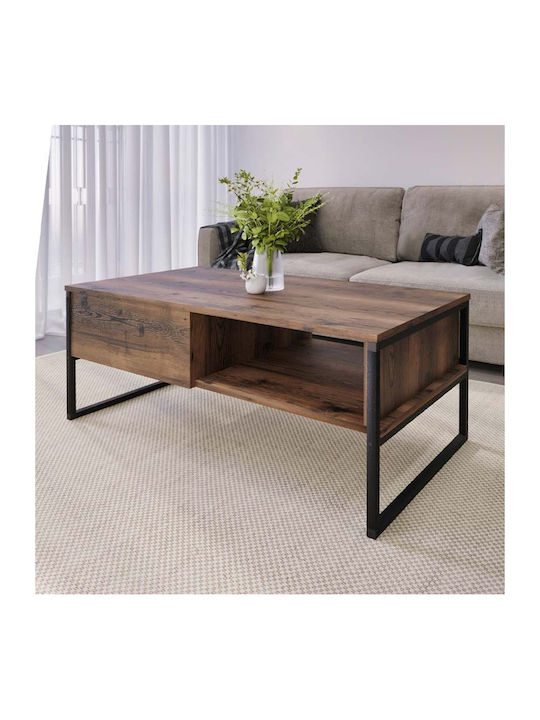 Rectangular Central Coffee Table Lawrence Wooden Brown W105xL60xH46cm