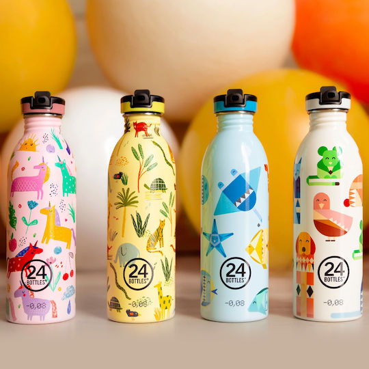 24Bottles Adventure Friends Kids Water Bottle Stainless Steel with Straw Non Spill 500ml