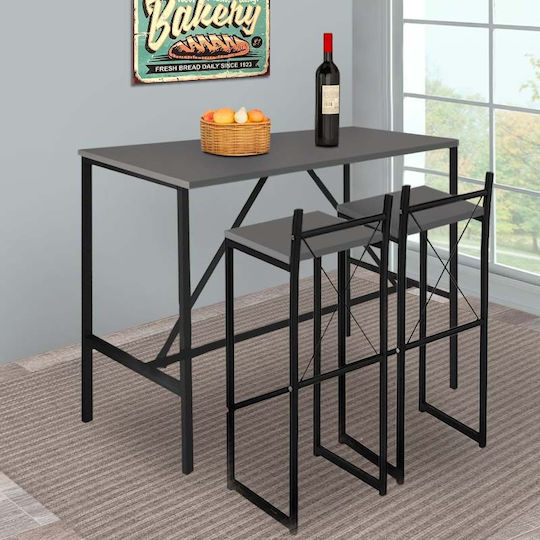 Crego Table Bar Wooden with Metal Frame Black 100x45x89cm