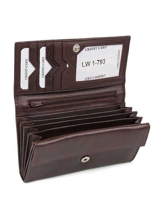 AN Large Leather Women's Wallet Classic Brown