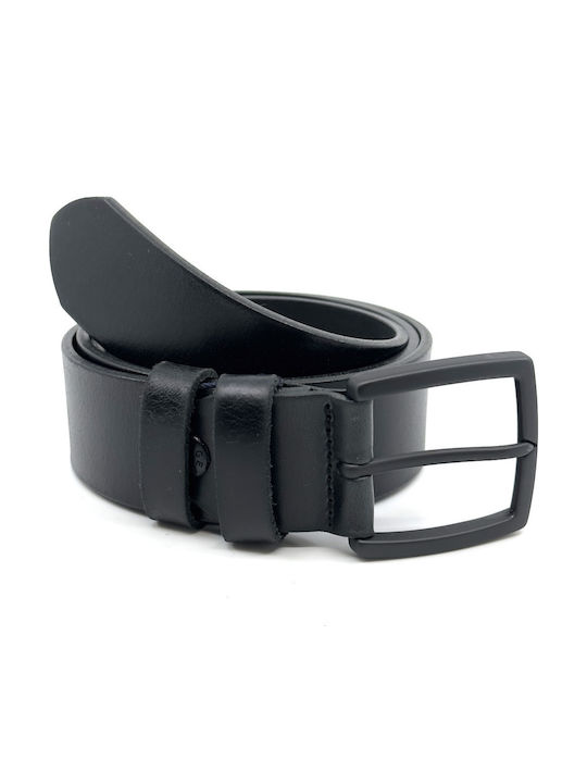 Wide Men's Belt Leather Black