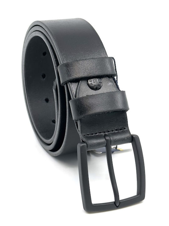 Wide Men's Belt Leather Black