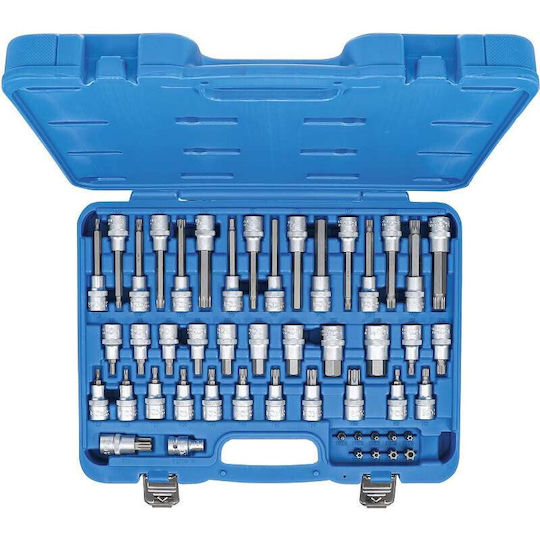 BGS Technic Bit-Stecknüsse mit Bits Torx, Allen, Spline und Antriebsvierkant 1/2'' Set 49Stück