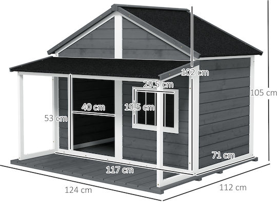 Pawhut Kennel Hundehaus Groß Außenbereich Gray 124x112x105cm