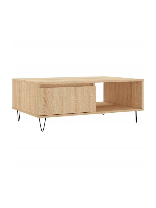 Rectangular Coffee Table Wooden Beige L90xW60xH35cm.