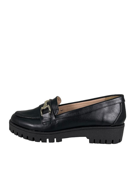 Leather Women's Moccasins in Black Color