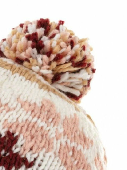 Pom Pom Beanie Γυναικείος Fleece Σκούφος Πλεκτός σε Ροζ χρώμα
