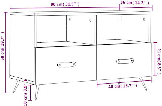 vidaXL TV-Ständer Grau M80xP36xH50cm