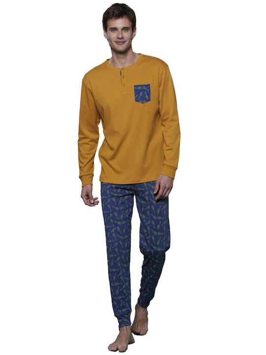 Noidinotte Men's Winter Pajamas Set Yellow