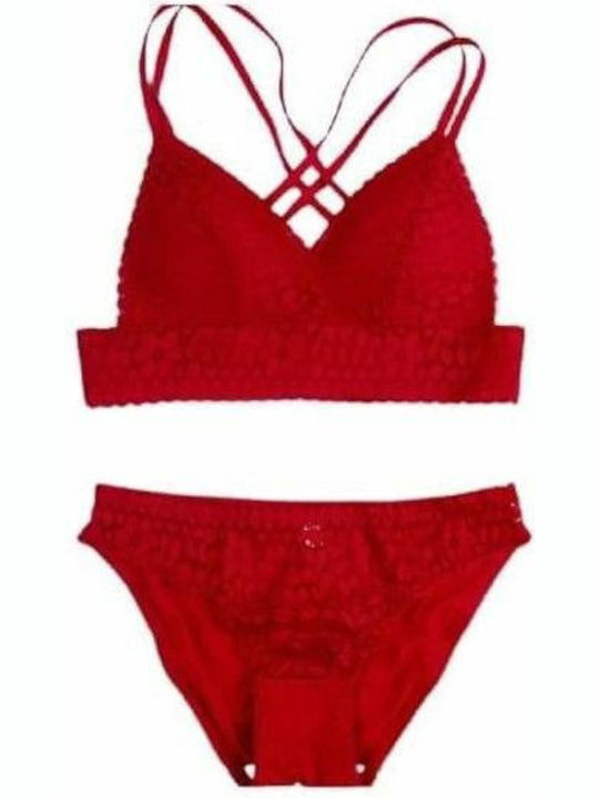 Lydia Red Lingerie Set Women's Lingerie Set in Red color