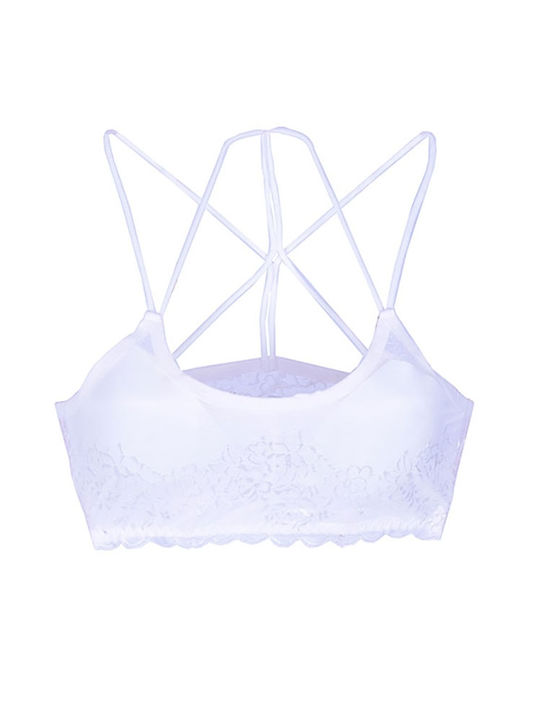 Σετ εσωρούχων bralette με δαντέλα λευκό Λευκό