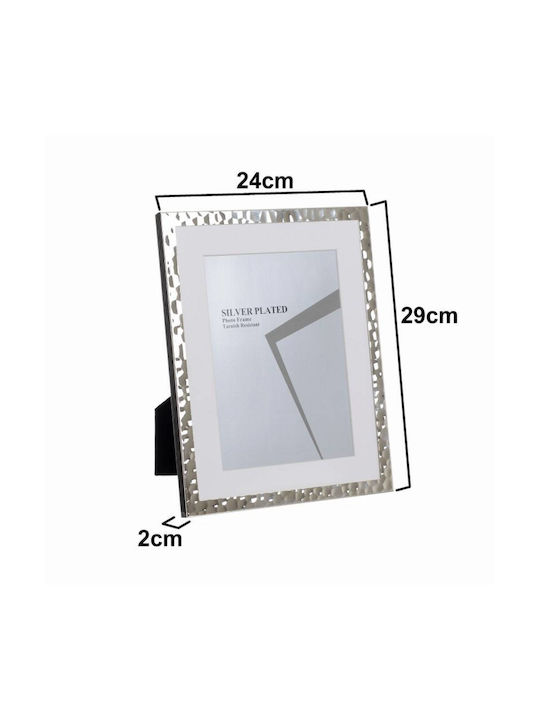 Inart Photo Frame Metallic 15x20cm with Silver Frame 2pcs