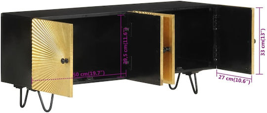 TV Stand Made of Solid Wood Gold L110xD30xH45cm