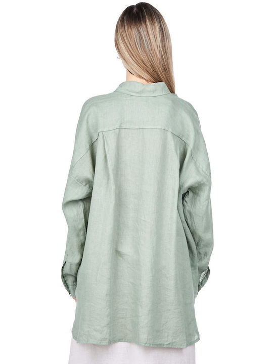 Crossley Women's Linen Long Sleeve Shirt Khaki