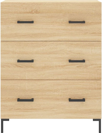 Wooden Chest of Drawers with 3 Drawers 69.5x34x90cm