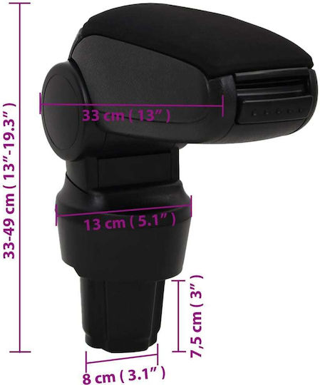vidaXL Car Armrest for Volkswagen Up Black
