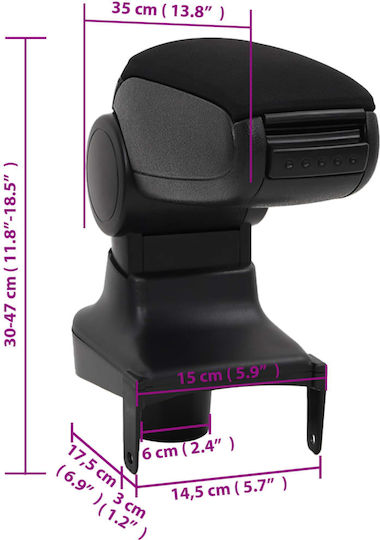 vidaXL Car Armrest for Renault Clio Black