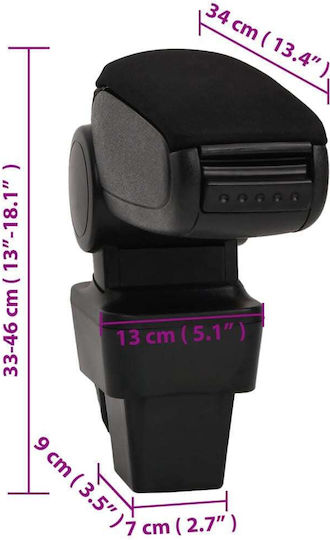 vidaXL Car Armrest for Opel Astra Black