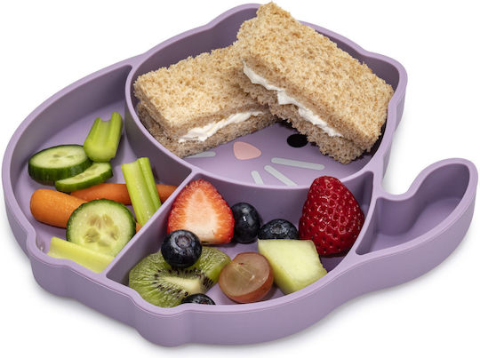 Melii Baby Food Plate Cat made of Silicone Purple