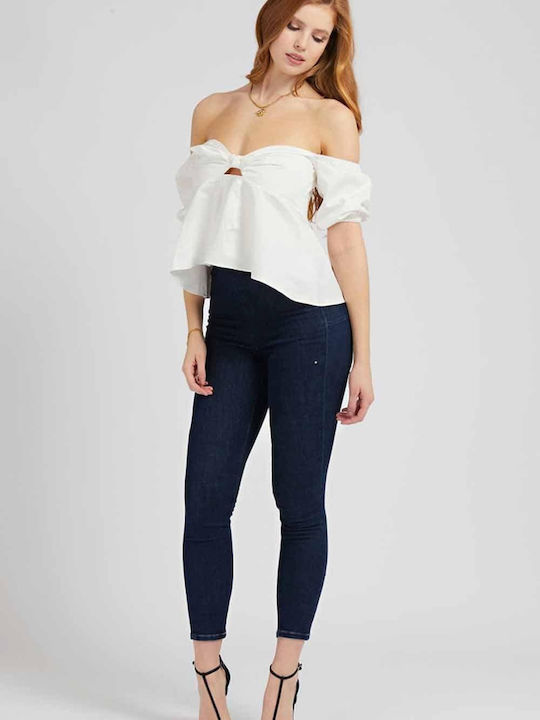Γυναικεία Καλοκαιρινή Μπλούζα Βαμβακερή Off-Shoulder Κοντομάνικη Λευκή