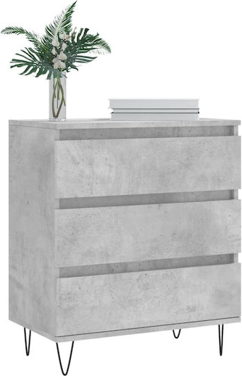 Wooden Chest of Drawers with 3 Drawers Gray 60x35x70cm