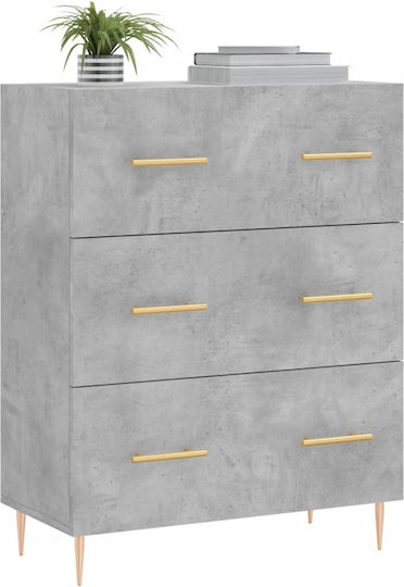 Comoda pentru Dormitor cu 3 sertare Gri 69.5x34x90buc