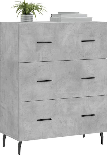 Comoda pentru Dormitor cu 3 sertare Gri 69.5x34x90buc
