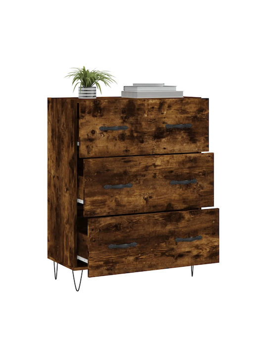 Wooden Chest of Drawers with 3 Drawers 69.5x34x90cm