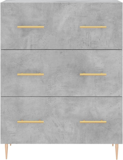 Comoda pentru Dormitor cu 3 sertare Gri 69.5x34x90buc