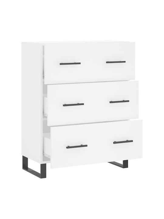 Συρταριέρα Κρεβατοκάμαρας mit 3 Schubladen Weiß 69.5x34x90cm