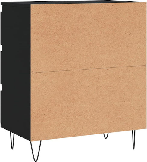 Wooden Chest of Drawers with 3 Drawers Black 60x35x70cm