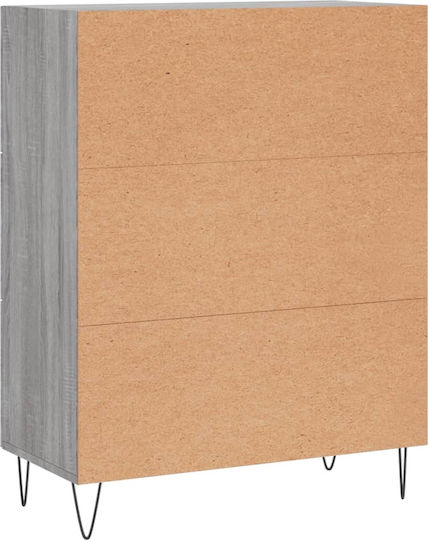 Wooden Chest of Drawers with 3 Drawers Gray 69.5x34x90cm