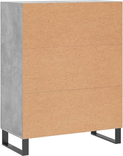 Wooden Chest of Drawers with 3 Drawers Gray 69.5x34x90cm