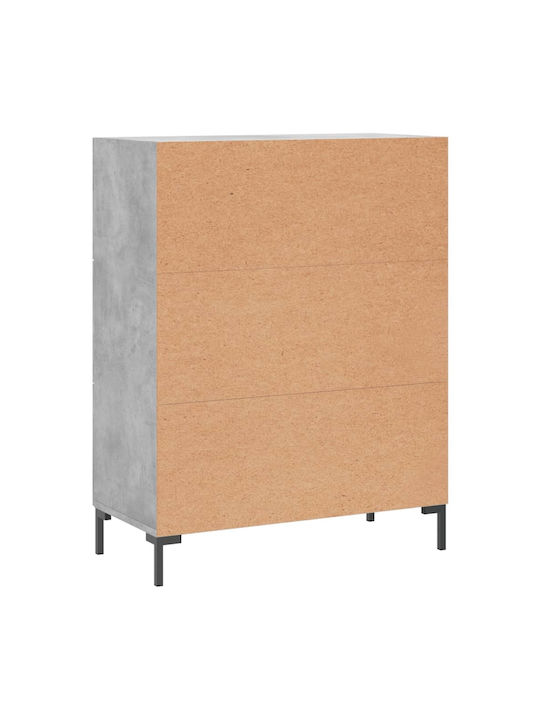 Wooden Chest of Drawers with 3 Drawers Gray 69.5x34x90cm