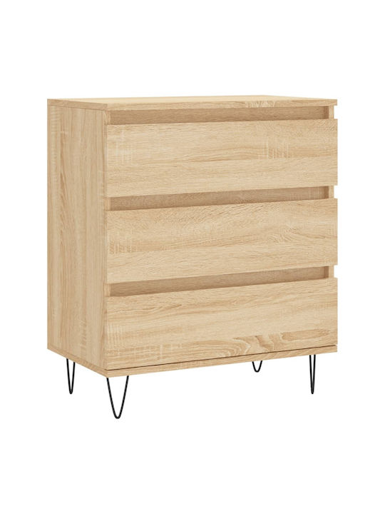 Wooden Chest of Drawers with 3 Drawers 60x35x70cm