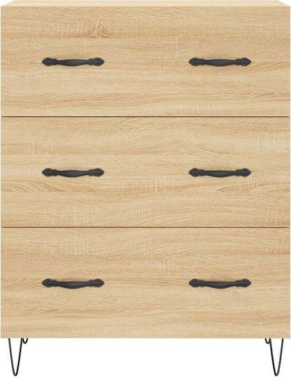 Wooden Chest of Drawers with 3 Drawers 69.5x34x90cm
