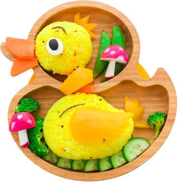 Eco Rascals Kinderteller Duck aus Bambus Gelb