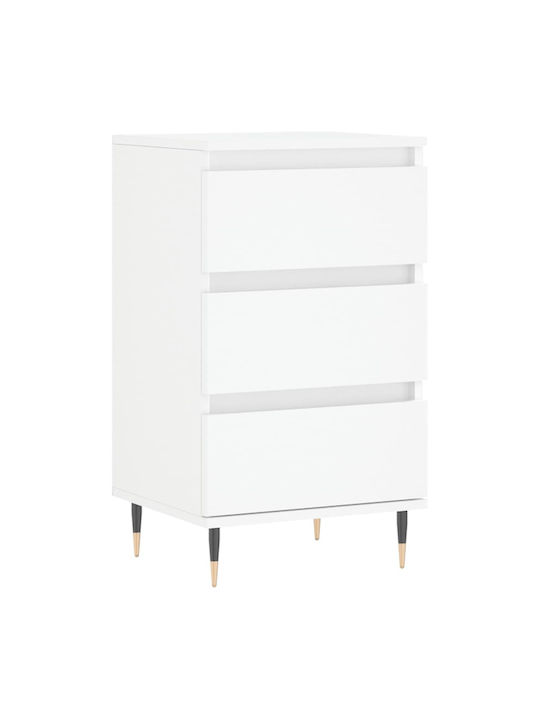 Wooden Chest of Drawers with 3 Drawers White 40x35x70cm