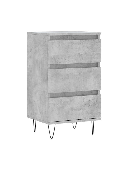 Wooden Chest of Drawers with 3 Drawers Gray 40x35x70cm