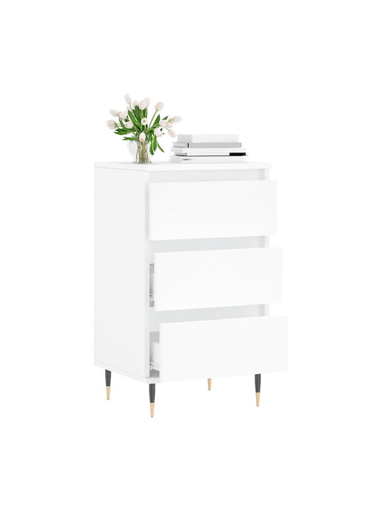 Wooden Chest of Drawers with 3 Drawers White 40x35x70cm