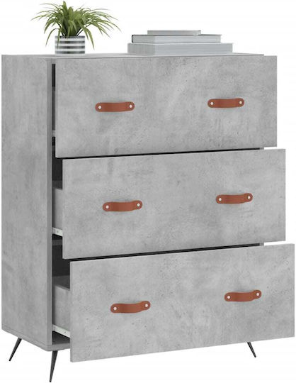 Comoda pentru Dormitor cu 3 sertare Gri 69.5x34x90buc